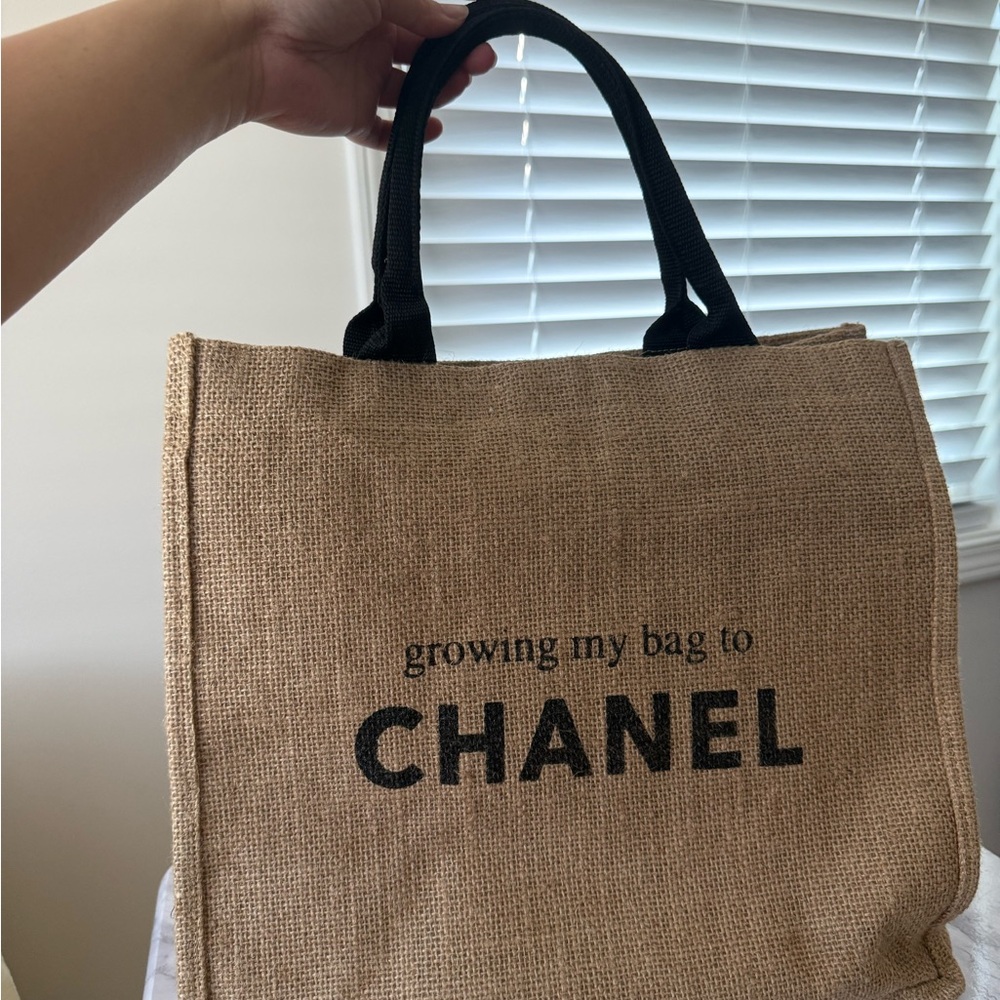 Jute Tote with Black Handles